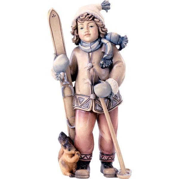Mädchen mit Ski 5104 Holzfigur in color