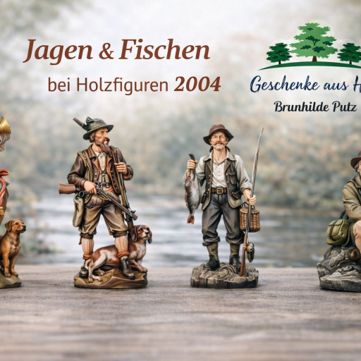 jäger holzfigur mit hund hirsch geschnitzt