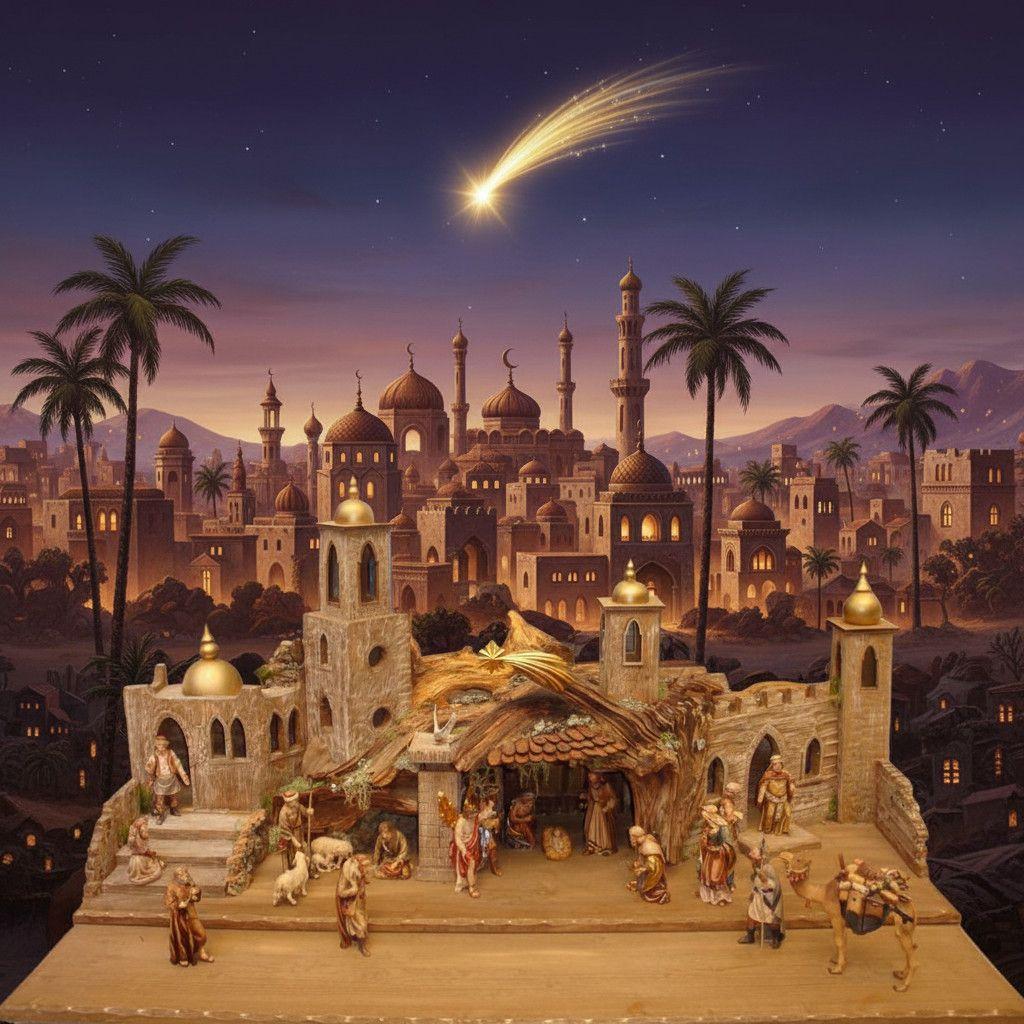 Orientalischer Krippenstall geschnitzt -www.krippen2004.de