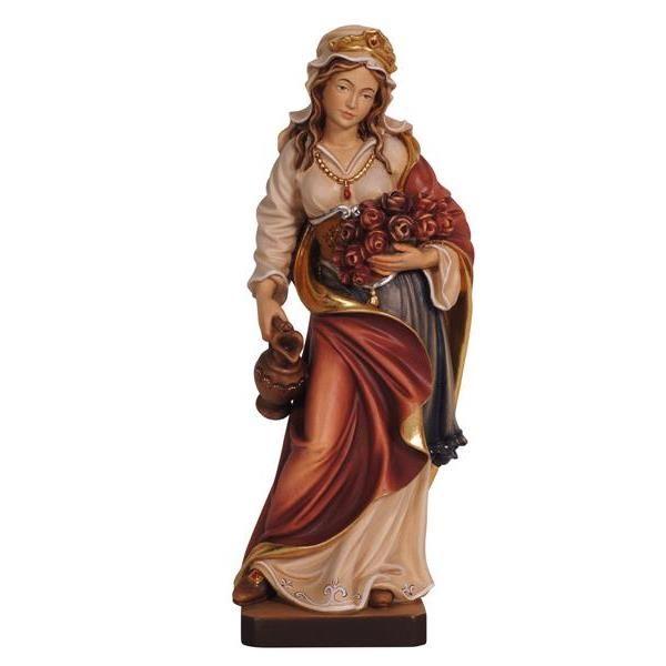Hl. Elisabeth mit Rosen und Krug- Holzfigur-Color