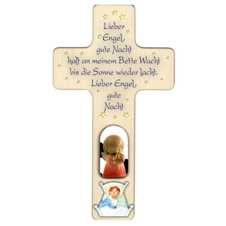 kinderkreuz engel gute nacht spruch holz