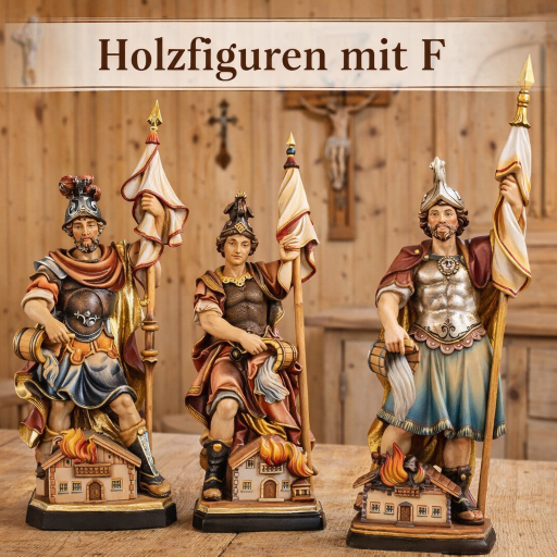  Holzfiguren geschnitzt mit F wie Hl. Floran - Hl. Franziskus