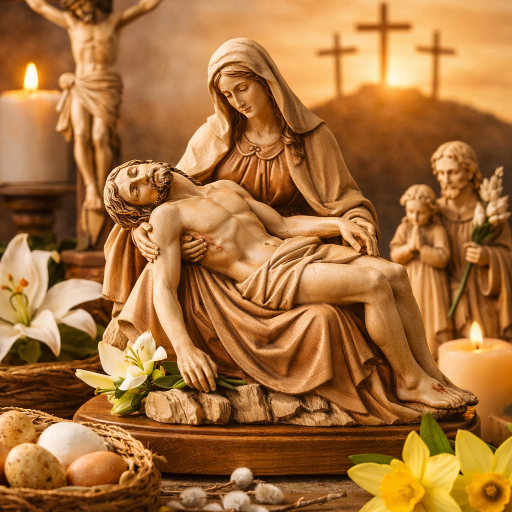 Pietà Holzfiguren zu Ostern