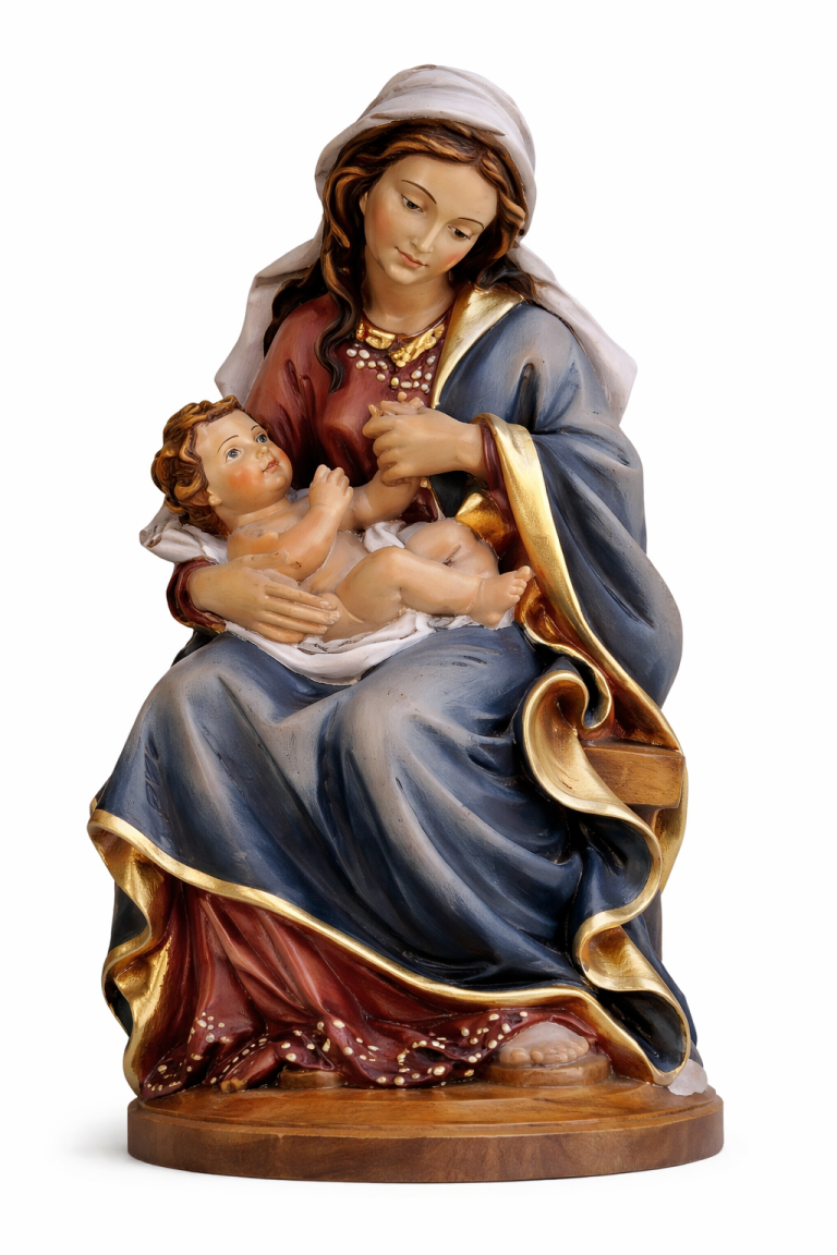 Grödner Madonna sitzend – holzgeschnitzte Figur