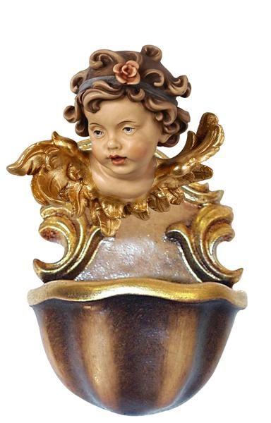 Weihwasser-Becken mit Engelskopf mit Rose