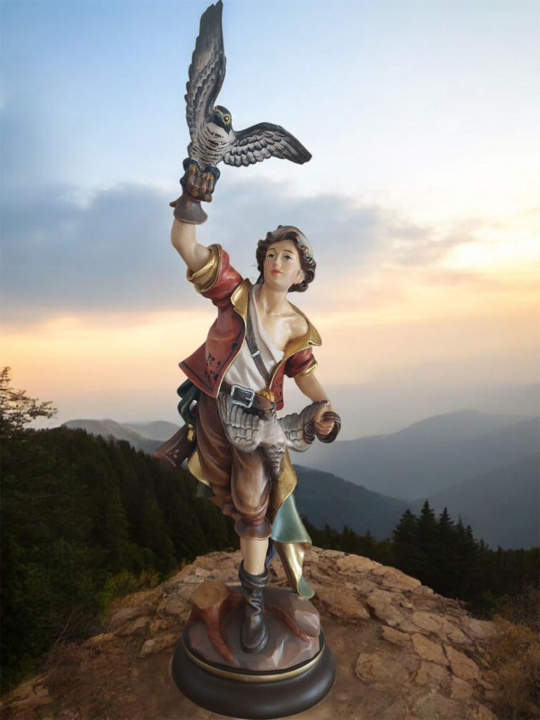Holzfigur Falkner-geschnitzt mit Ölfarben bemalt-3