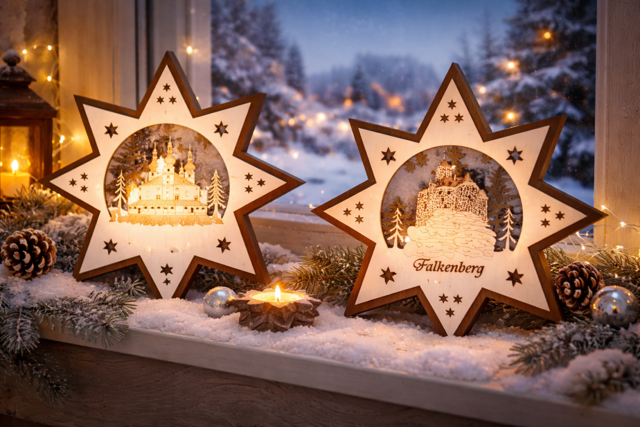 3D Holzsterne Weihnachten kaufen – beleuchtete Sterne aus Holz