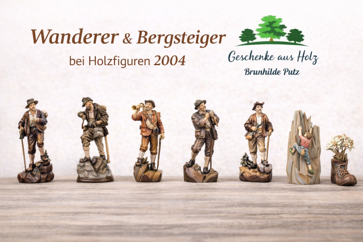 wanderer bergsteiger holzfiguren geschnitzt natur
