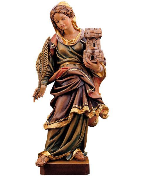 hl barbara holzfigur mit turm geschnitzt