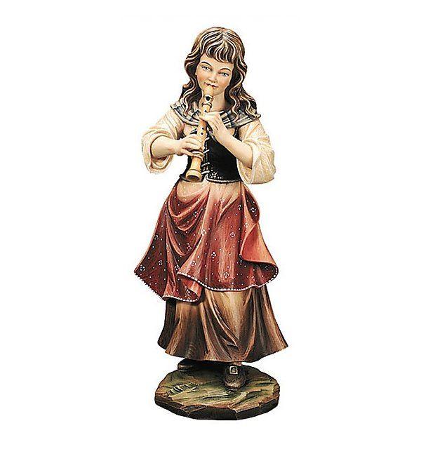 Flötenspielerin Holzfigur in color