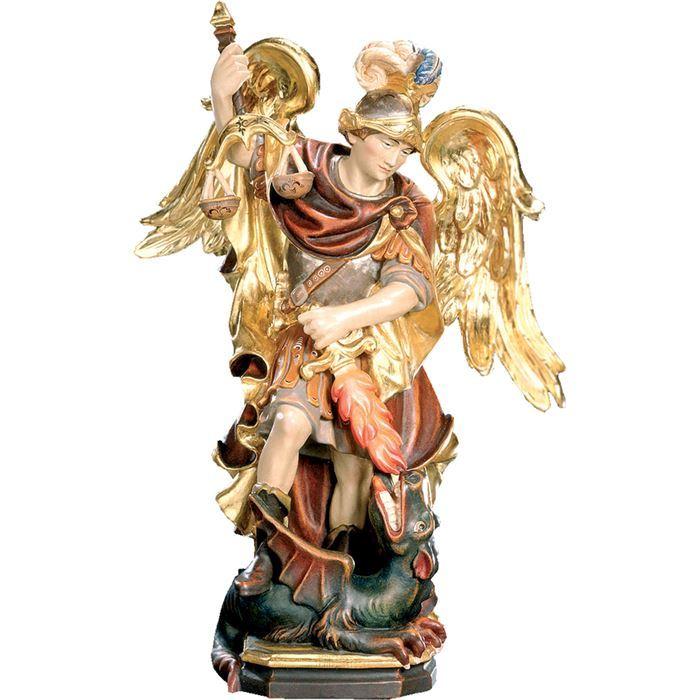 erzengel michael holzfigur waage seelenwaage geschnitzt