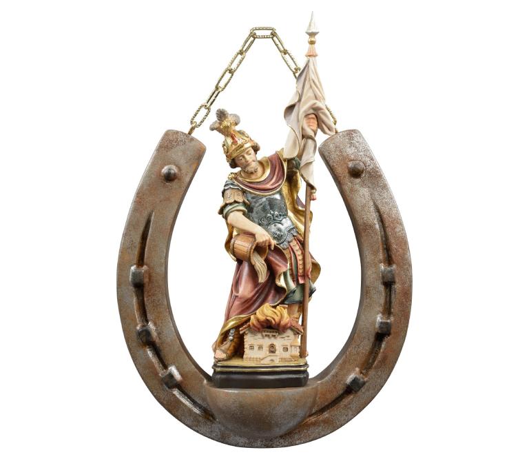 hl florian im hufeisen glücksbringer holzfigur zum hängen