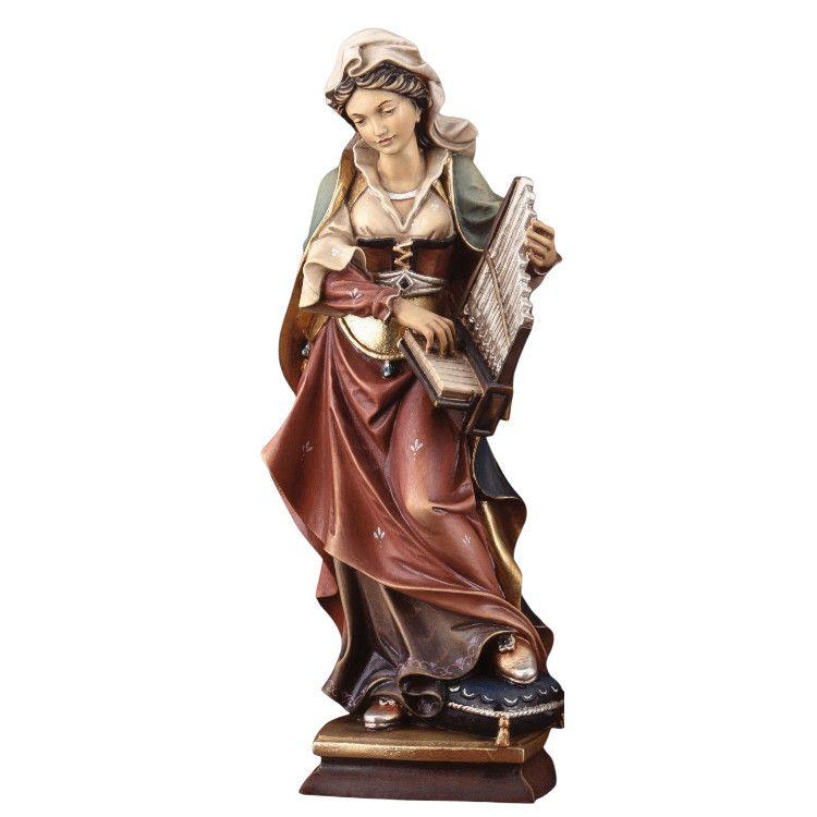 Hl. Cäcilia mit Orgel- Holzfigur geschnitzt-Color