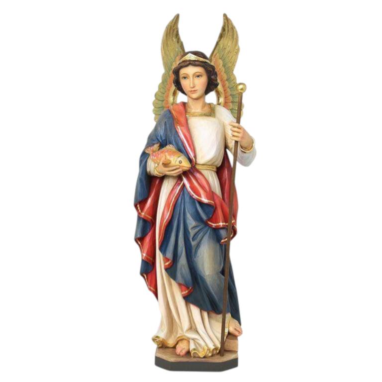 erzengel raphael holzfigur stab heilung schutzengel geschnitzt