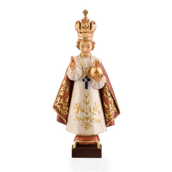 Prager Jesukind Holzfigur mit Krone Reichsapfel und Segensgestus
