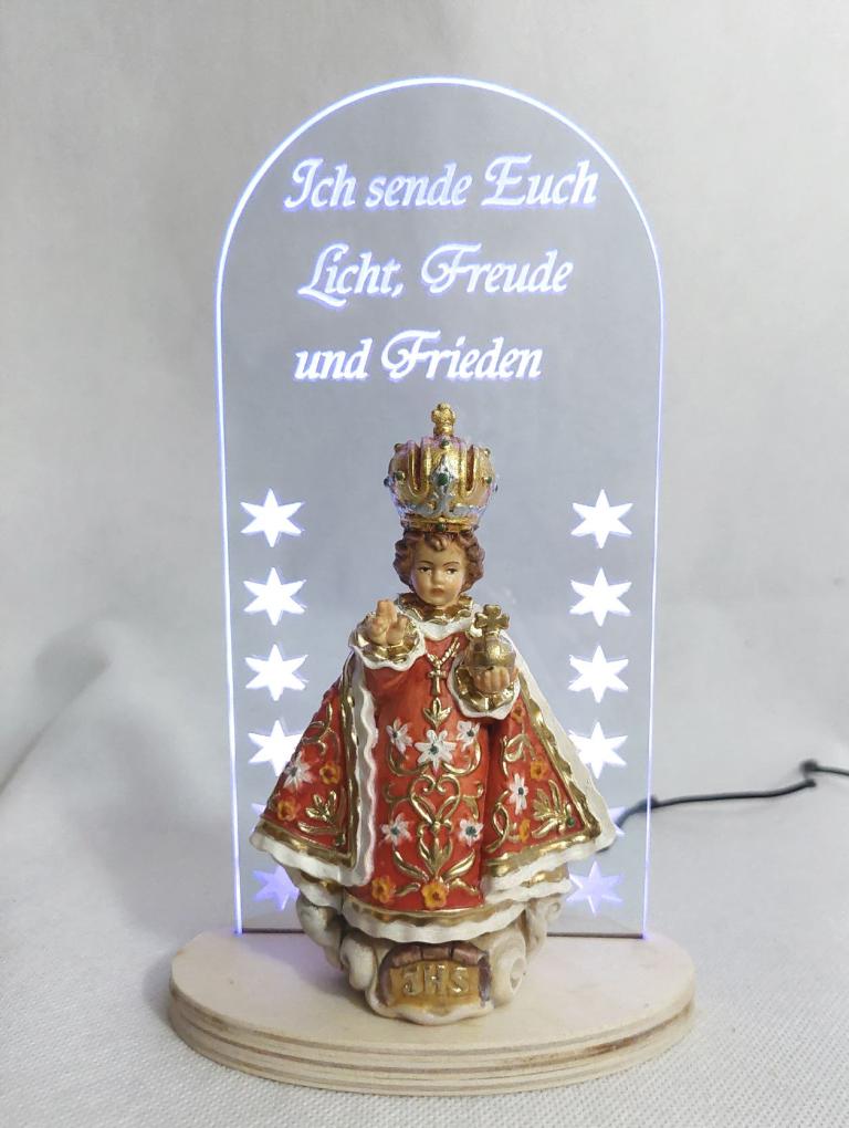 Prager Jesukind mit beleuchtetem Acrylglas und LED-Licht